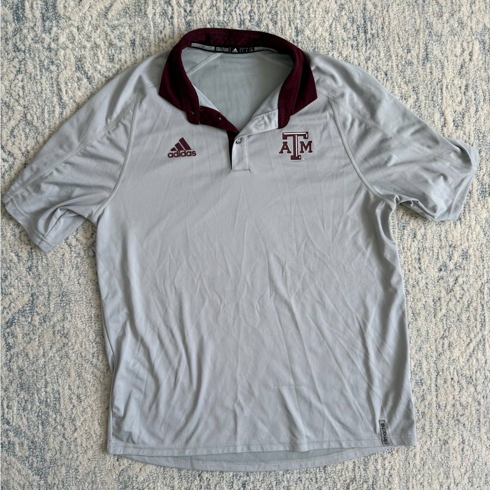 adidas Texas A&M Grey and Maroon Polo Shirt